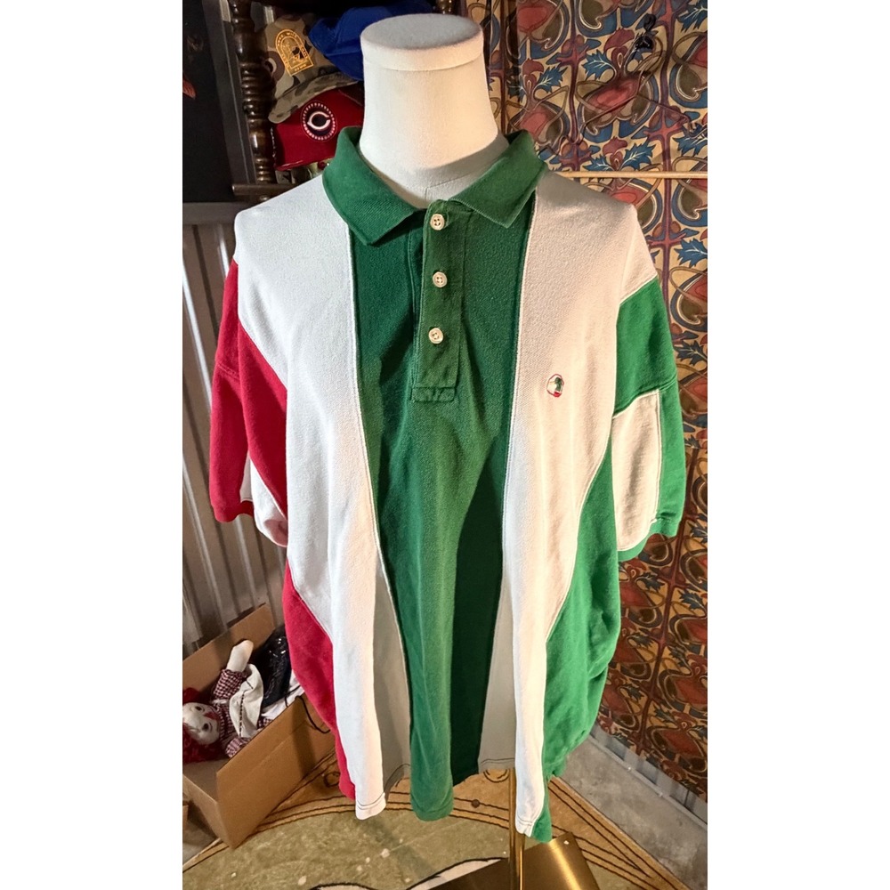 Vintage Duck Head Mens‎ XL Colorblock Polo Shirt Green White Red Cotton Pique